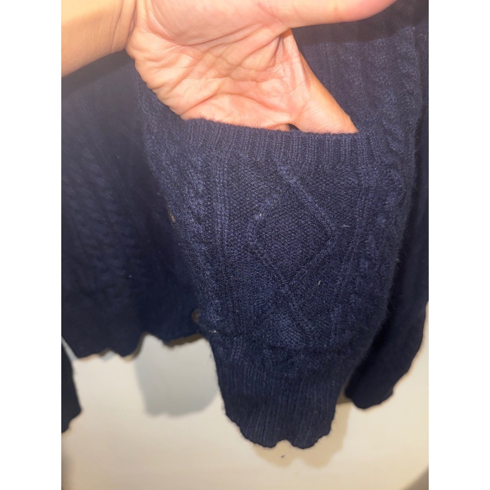 Peter Millar XL Navy Blue Wool Yak Cashmere Cable Knit Shawl Cardigan Sweater - Picture 4 of 11